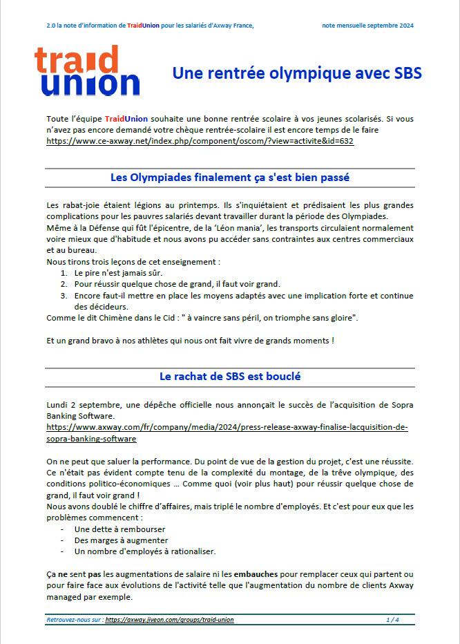 2024-09 Communication mensuelles des élus Traid Union AXWAY